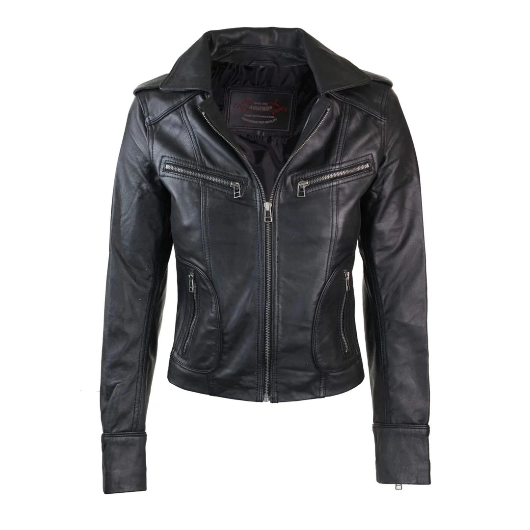 Chaqueta Biker de cuero para mujer: ¡estilo audaz y ajuste perfecto para conquistar la ciudad!
