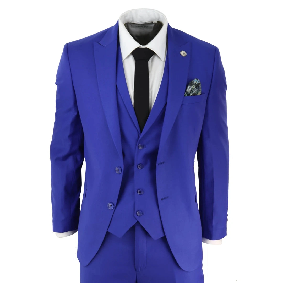 WS16 - Traje Azul Royal para Hombre: Boda, Promesa, Novio Perfecto. ¡Impresiona!